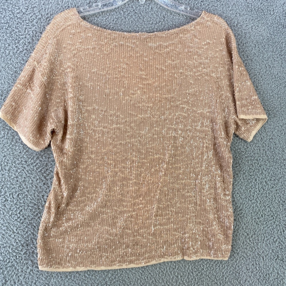 J Crew Glitter Shirt Womens S  Top Beige Sequins Pullover Knit Glam Preppy Party - Picture 4 of 7
